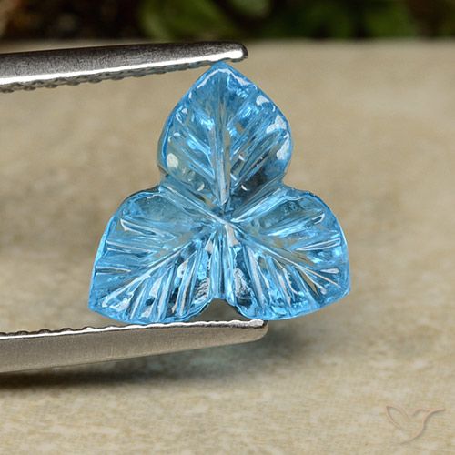 3.51ct Naturel Bleu Suisse Topaze, Taille Fleur, Transparent