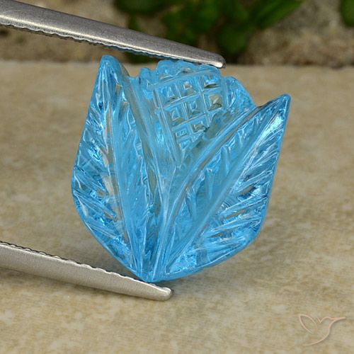 8.41ct Naturel Bleu Suisse Topaze, Taille Fleur, Transparent