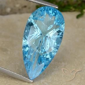 Topaze Bleu Suisse naturelle En forme de poire, 8.47 ct, Transparent