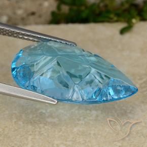 Topaze Bleu Suisse naturelle En forme de poire, 8.47 ct, Transparent