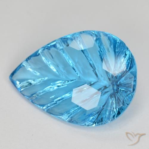Topaze Bleu Suisse naturelle En forme de poire, 6.79 ct, Transparent