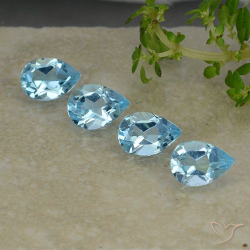 3.21ctw Naturel Bleu ciel Topaze, En forme de poire, VVS-VS