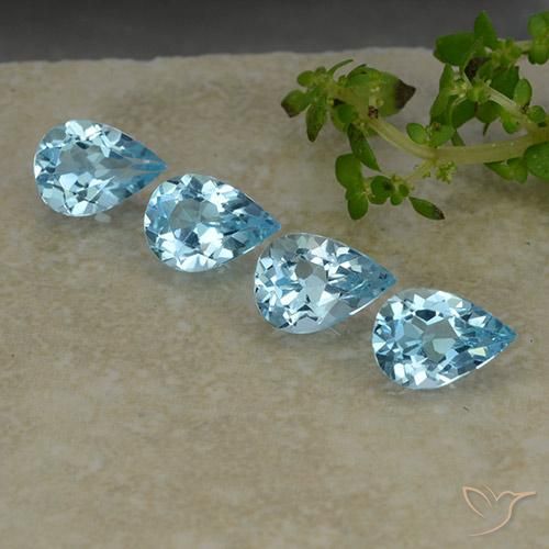 3.09ctw Naturel Bleu ciel Topaze, En forme de poire, VVS-VS