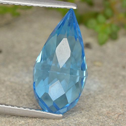 6.64ct Naturel Bleu Suisse Topaze, Briolette, VS
