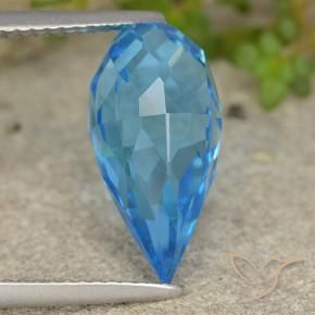 Topaze Bleu Suisse naturelle Briolette, 6.64 ct, VS