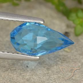 Topaze Bleu Suisse naturelle Briolette, 2.70 ct, VVS-VS