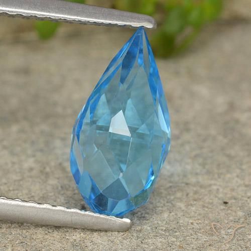 2.70ct Naturel Bleu Suisse Topaze, Briolette, VVS-VS