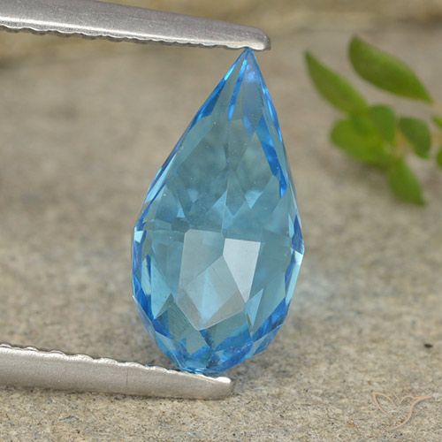 2.58ct Naturel Bleu Suisse Topaze, Briolette, VVS-VS