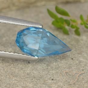 Topaze Bleu Suisse naturelle Briolette, 2.58 ct, VVS-VS