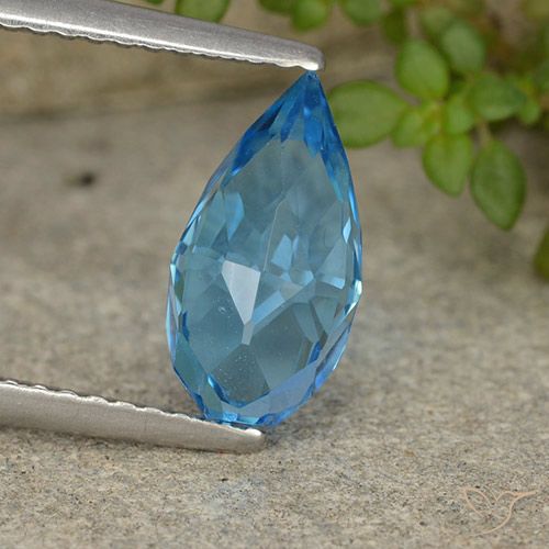 2.68ct Naturel Bleu Suisse Topaze, Briolette, VVS-VS