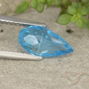 Topaze Bleu Suisse naturelle Briolette, 2.75 ct, VVS-VS