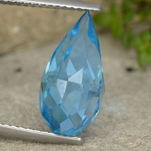 6.52ct Naturel Bleu Suisse Topaze, Briolette, VVS-VS