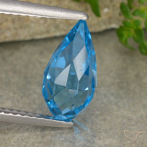 2.63ct Naturel Bleu Suisse Topaze, Briolette, VVS-VS