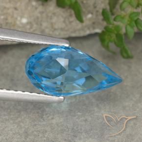 Topaze Bleu Suisse naturelle Briolette, 2.63 ct, VVS-VS