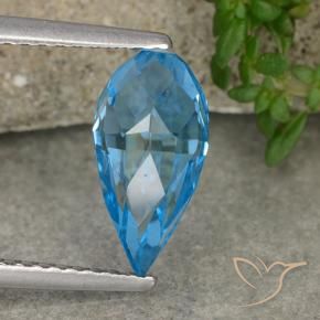 Topaze Bleu Suisse naturelle Briolette, 2.63 ct, VVS-VS