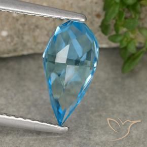 Topaze Bleu Suisse naturelle Briolette, 2.61 ct, VVS-VS