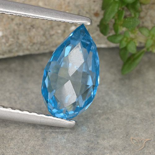 3.59ct Naturel Bleu Suisse Topaze, Briolette, VVS-VS