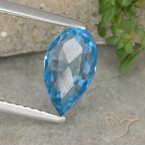 Topaze Bleu Suisse naturelle Briolette, 3.59 ct, VVS-VS