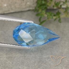 Topaze Bleu Suisse naturelle Briolette, 6.65 ct, VVS-VS