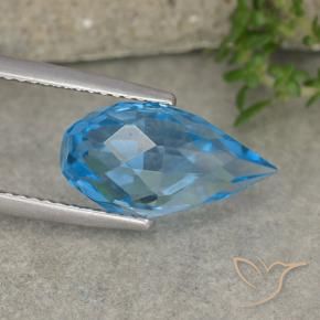 Topaze Bleu Suisse naturelle Briolette, 6.71 ct, VVS-VS