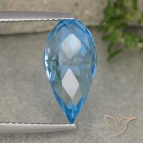 Topaze Bleu Suisse naturelle Briolette, 6.71 ct, VVS-VS