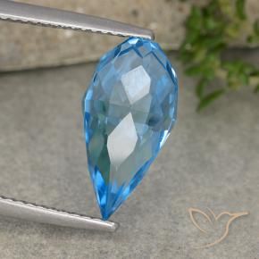 Topaze Bleu Suisse naturelle Briolette, 2.71 ct, VVS-VS