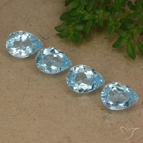 3.15ctw Naturel Bleu ciel Topaze, En forme de poire, VVS-VS