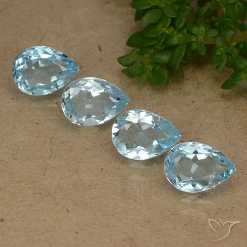3.45ctw Naturel Bleu ciel Topaze, En forme de poire, VVS-VS