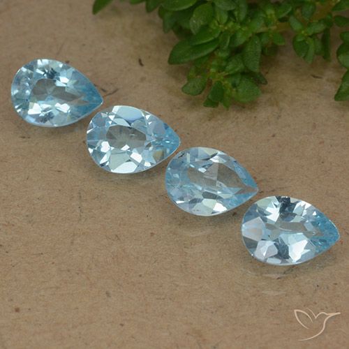 3.20ctw Naturel Bleu ciel Topaze, En forme de poire, VVS-VS