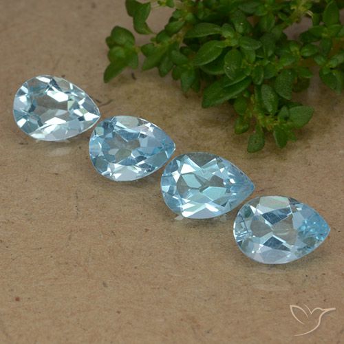 3.36ctw Naturel Bleu ciel Topaze, En forme de poire, VVS-VS