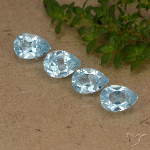 2.16ctw Naturel Bleu ciel Topaze, En forme de poire, VVS-VS
