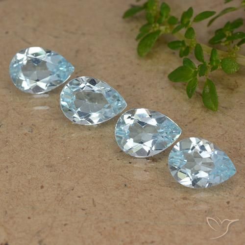 3.10ctw Naturel Bleu ciel Topaze, En forme de poire, VVS-VS