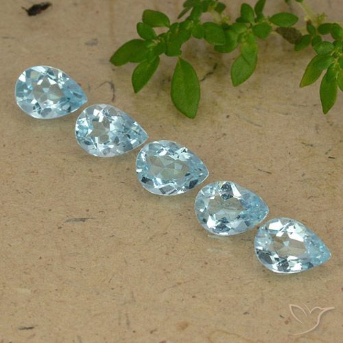 3.83ctw Naturel Bleu ciel Topaze, En forme de poire, VVS-VS