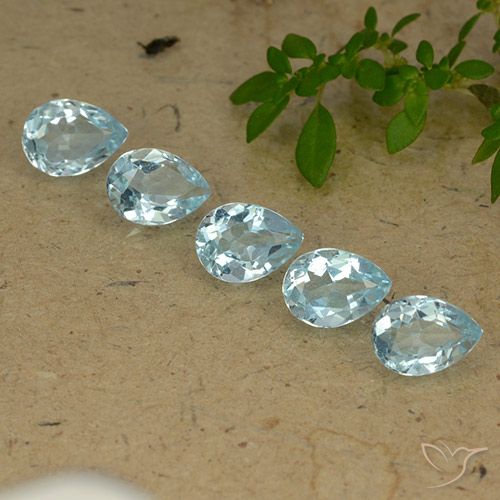4.41ctw Naturel Bleu ciel Topaze, En forme de poire, VVS-VS