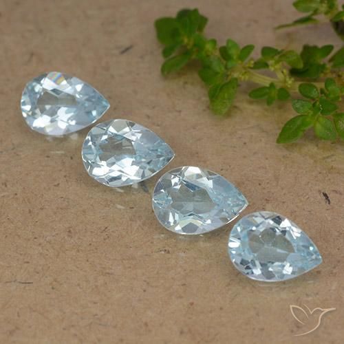 3.32ctw Naturel Bleu ciel Topaze, En forme de poire, VVS-VS