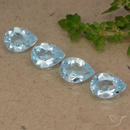 3.30ctw Naturel Bleu ciel Topaze, En forme de poire, VVS-VS