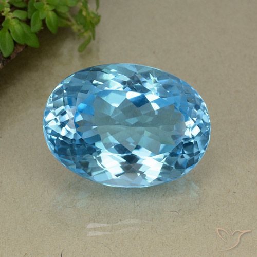 Topaze Bleu Suisse naturelle ovale, 42.86 ct, VS