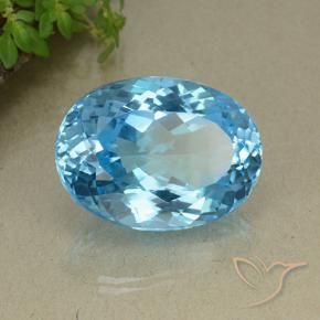 Topaze Bleu Suisse naturelle ovale, 42.86 ct, VS