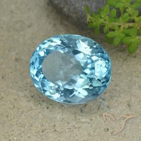 Topaze Bleu Suisse naturelle ovale, 33.77 ct, VVS-VS