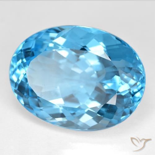 Topaze Bleu Suisse naturelle ovale, 41.33 ct, VVS-VS