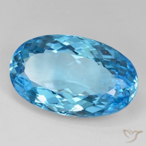 Topaze Bleu Suisse naturelle ovale, 40.56 ct, VVS-VS