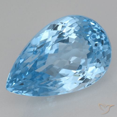 28.27ct Naturel Bleu Suisse Topaze, En forme de poire, VVS