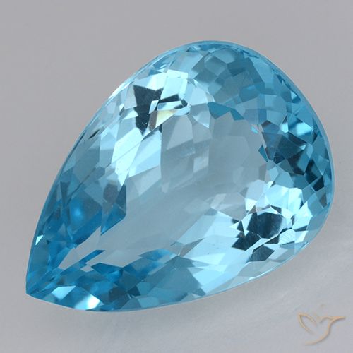 20.89ct Naturel Bleu Suisse Topaze, En forme de poire, VVS-VS