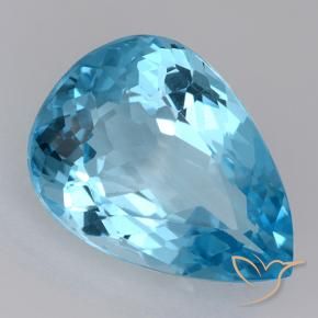 Topaze Bleu Suisse naturelle En forme de poire, 20.89 ct, VVS-VS