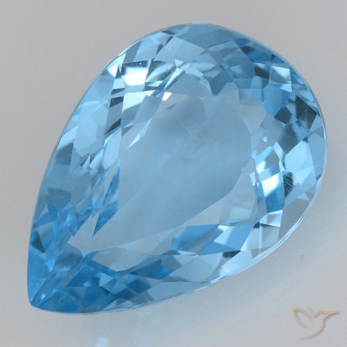 21.47ct Naturel Bleu Suisse Topaze, En forme de poire, VVS