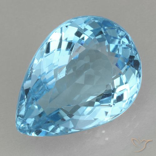 20.16ct Naturel Bleu Suisse Topaze, En forme de poire, VS