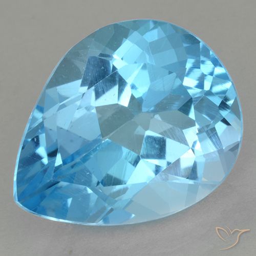 Topaze bleue naturelle en forme de poire, 13,09 ct, VVS-VS