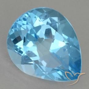 Topaze bleue naturelle en forme de poire, 13,09 ct, VVS-VS