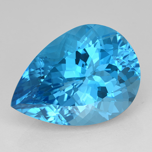 Topaze bleue naturelle en forme de poire, 26,49 ct, IF