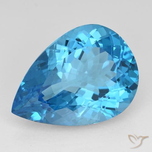 21.70ct Naturel Bleu Suisse Topaze, En forme de poire, IF